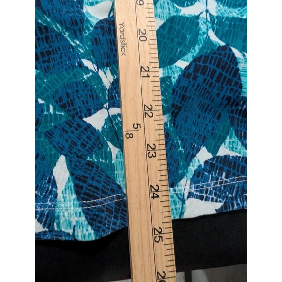 Alfred Dunner Shirt Womens Size Small Blue Teal Purple Leaf Print 3/4 Sleeve Top - Picture 13 of 15